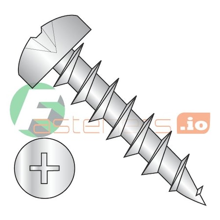 Newport Fasteners Wood Screw, #10, 3/4 in, Zinc Plated Steel Pan Head Phillips Drive, 5000 PK 197647